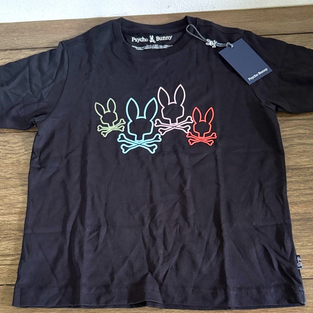 NWT [Psycho Bunny] Silverdale Graphic Short-Sleeved Black T-Shirt Youth S (7/8) - Picture 3 of 9